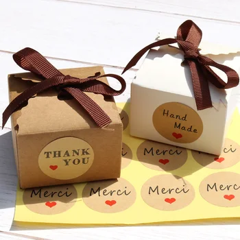

102pcs Kraft Merci Round Scrapbooking ,Decoration Cake Package for Product Stationery Thank You Handmade Paper Sticker