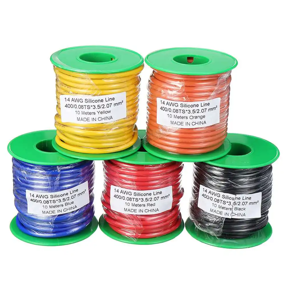 

In Stock 5 Colors 10m 14AWG Wire Soft Silicone Line Cable Wire High Temperature Tinned Copper For RC Models Accessories
