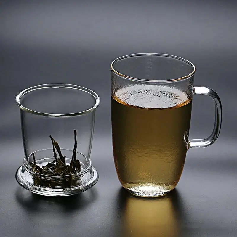 

Japanese Hammer Pattern Thick Heat - Resistant Glass Cup with Lid Liner Filter Tea Office Mark Teapot Pot Strainer