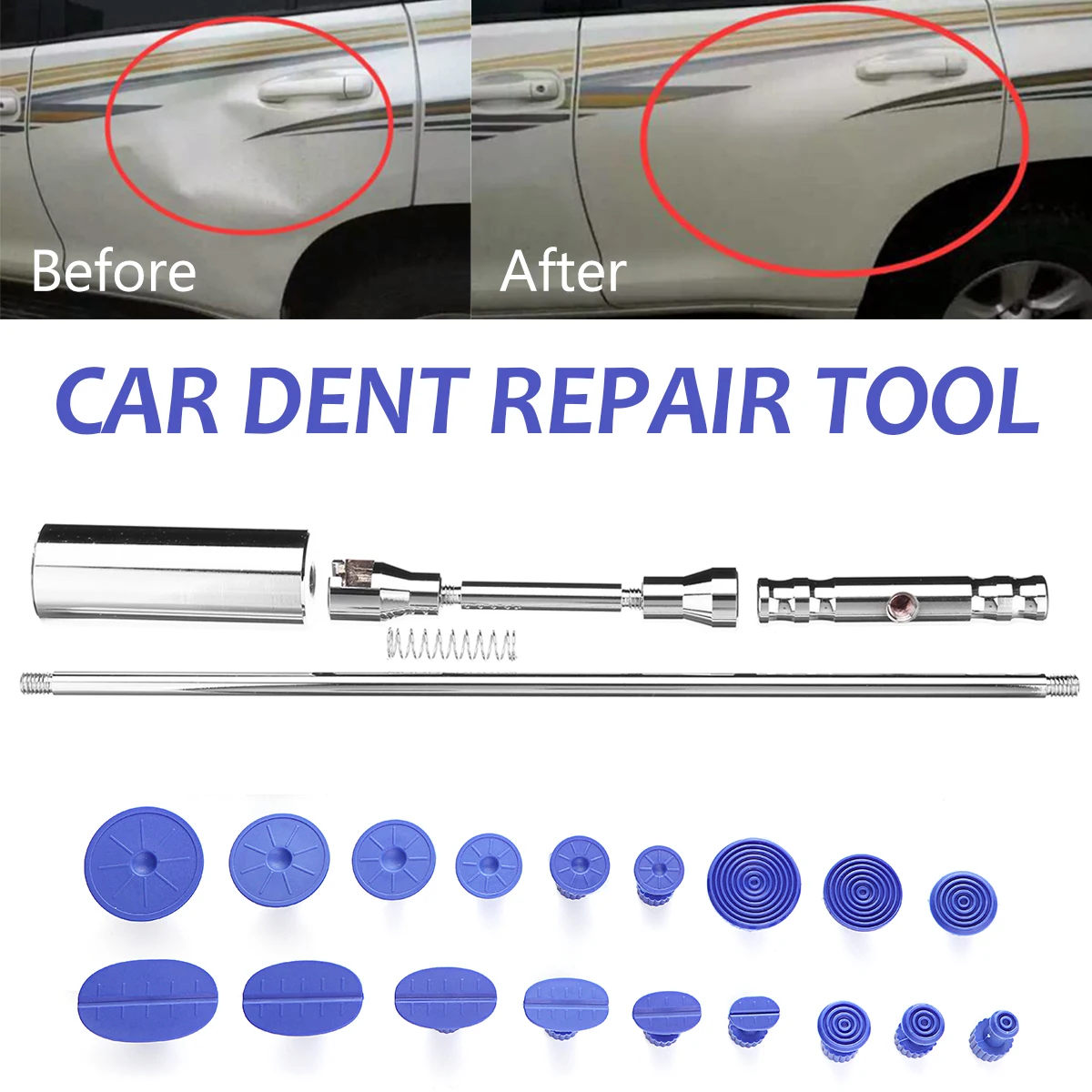 

Tools Paintless Dent Removal Car Body Repair Tool Kit Metal T-Bar Puller Slide Hammer Aluminum Suction Cups Hand Tool Sets
