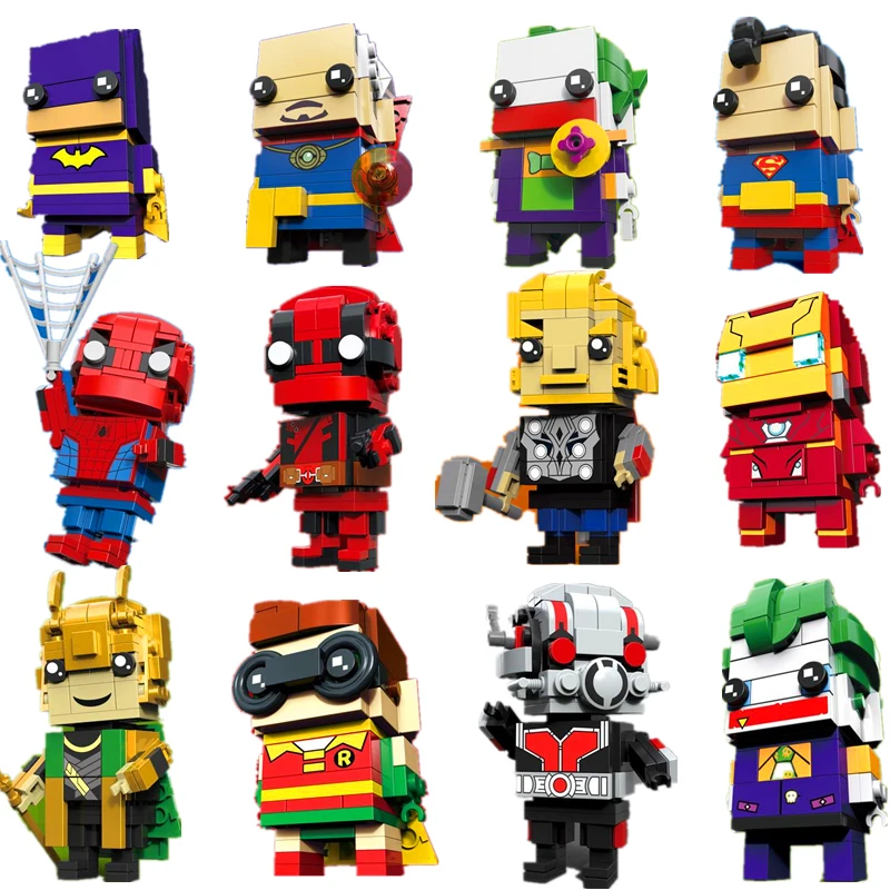 

New Brickheadz Avengers 3 Infinity War Marvel Super Hero Brick Heads Ironman Spiderman Building Bocks Headz Kid Toy With Legoing