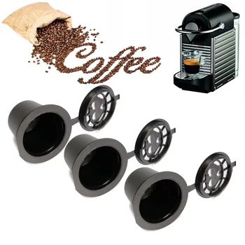 Refillable Reusable Capsule Coffee Pods Cup for Nespresso Coffee Machine +1Pcs Plastic spoon Refillable Reusable Capsule Coffee Pods Cup for Nespresso Coffee Machine +1Pcs Plastic spoon