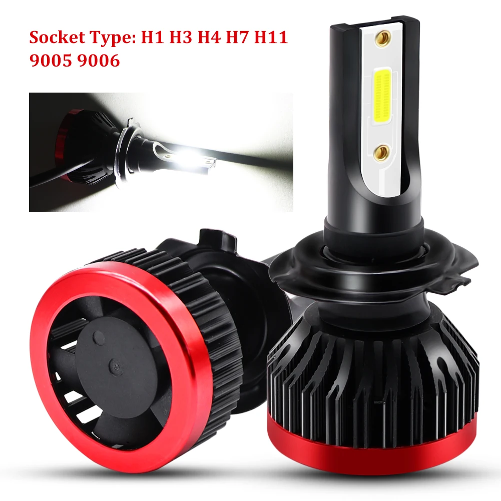 

2pcs Mini H4 H7 LED Car Headlight Bulbs 50W/Bulb H1 H3 H8 H11 880 881 LED 9005 9006 LED IP67 COB Chip Auto Headlamp Fog Lights