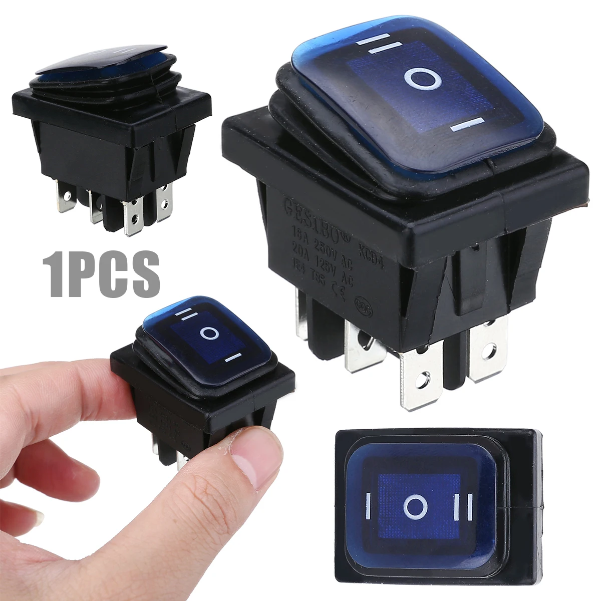 1pc Car LED Light Rocker Toggle Switch Waterproof Auto Boat On Off On 6