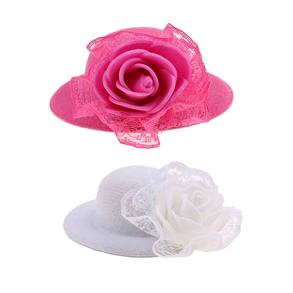 

2Pcs Fashion Vintage Round Bowler Doll Hat Cap for 28-30cm Doll Clothes Accs