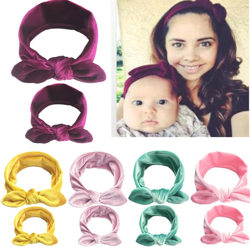 Cute 2PCS/Set Mom Mother Daughter Kids Baby Girls Bow Headband Hair Band Accessories Hot Sale New Solid Newborn Infant Headwear | Детская