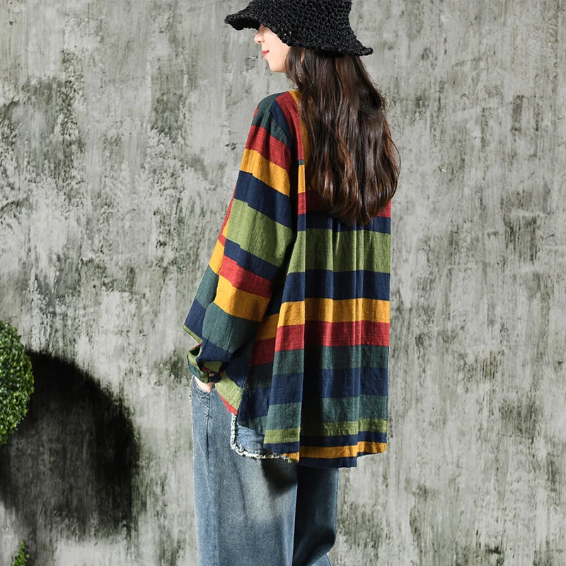 Spring Women Striped Blouse Shirt Long Sleeve Blouse O-neck Shirts Casual Tops Blouse et Chemisier Femme Blusas Mujer de Moda