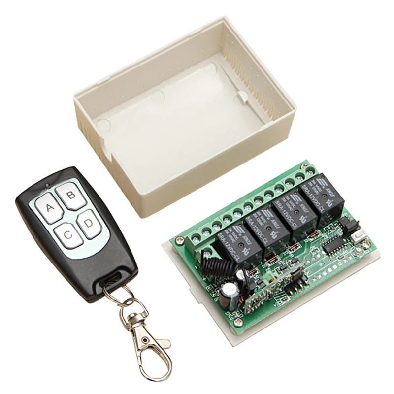 

DC 12V 4 Channel RF 200M Wireless Remote Control Switch Transmitter + Receiver