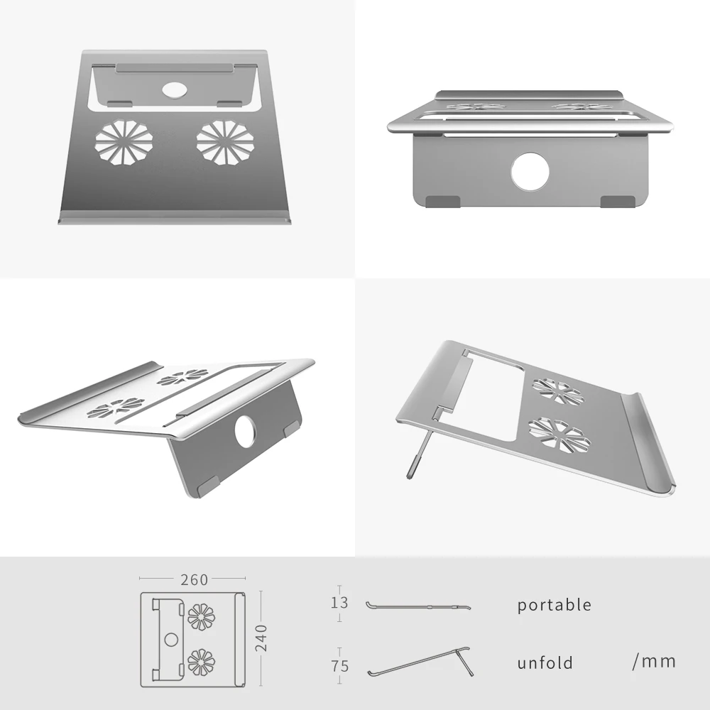 Подставка для ноутбука, алюминиевая вентилируемая поддержка складной и портативный универсальный настольный держатель до 17''