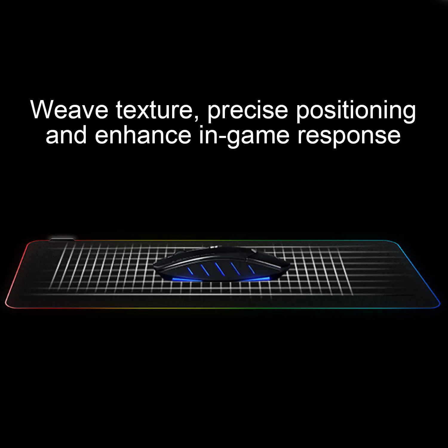 Besegad 35 x 16 Inch Lighting Gaming Mousepad Large USB Wired LED RGB Mouse Pad Laptop Computer Mic