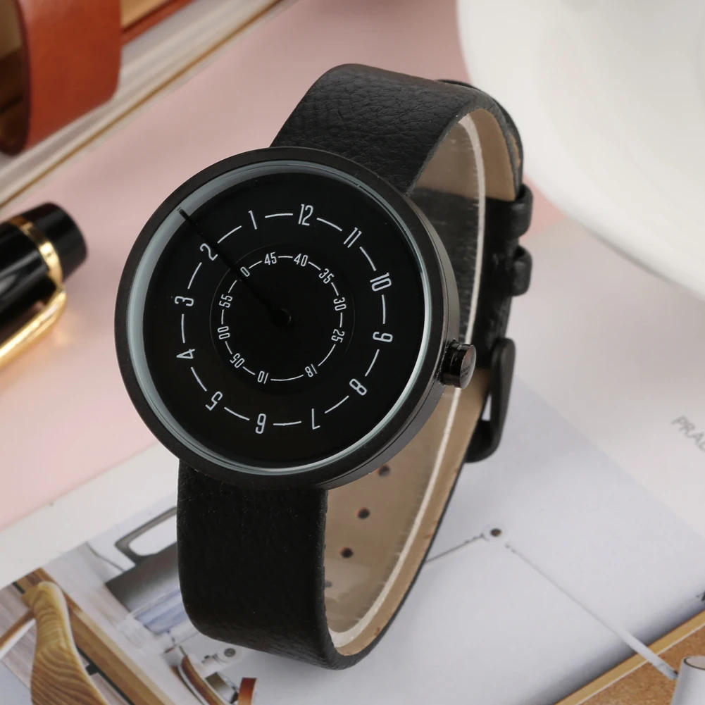 Стильные мужские кварцевые часы Роскошные деловые часы черные кварцевые часы для женщин Уникальный дизайн циферблата кварцевые наручные