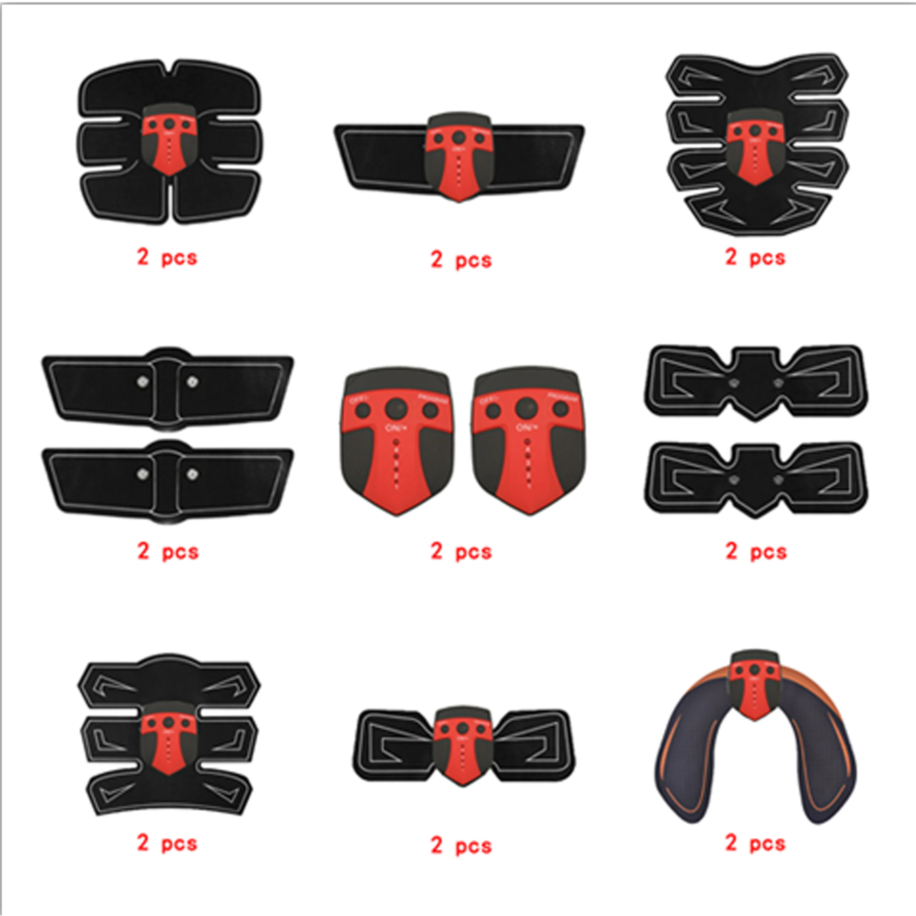 

2pc Replacement Part Muscle Stimulator EMS Figure Slimming Machine Abdominal Muscle Tens Exercise Slim Belt Rechargeable Red