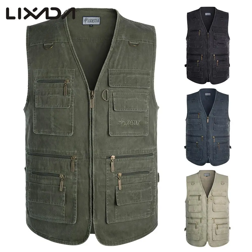 Lixada Fishing Vest Sleeveless Zipper Jacket Multi-pockets Waistcoat for Photography Hiking Climbing pesca WearСпорт и