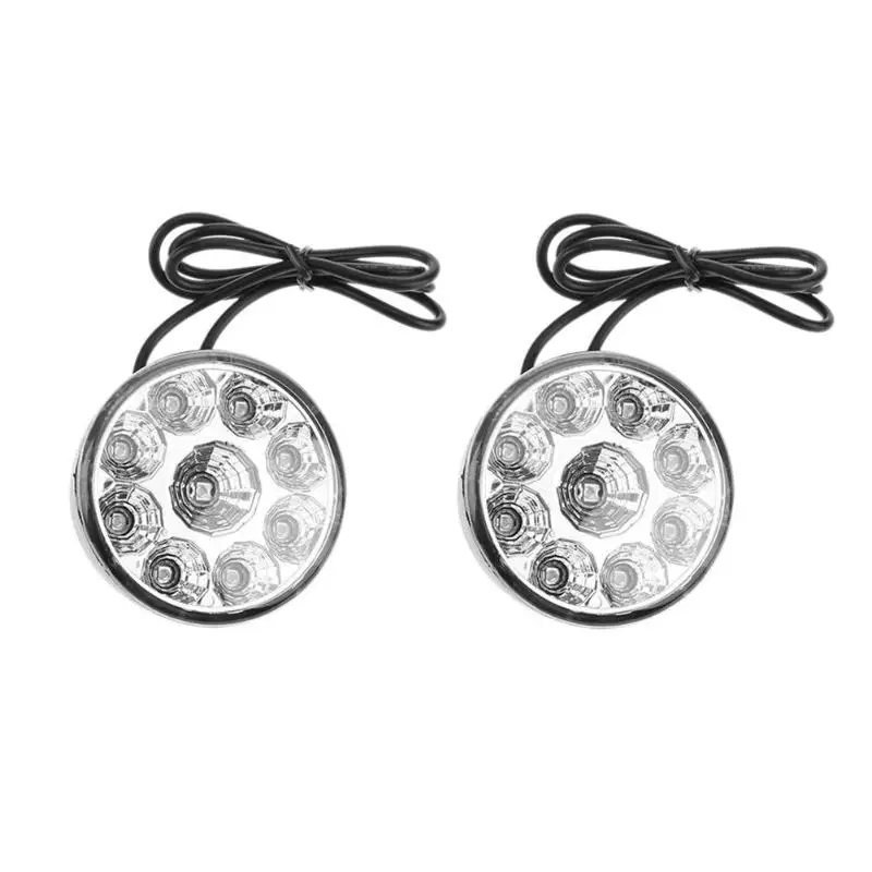 

VODOOL 2Pcs Car Super Bright Round Driving Daytime Running Light DRL Waterproof 9 LED Universal Car Fog Lamp Car-styling