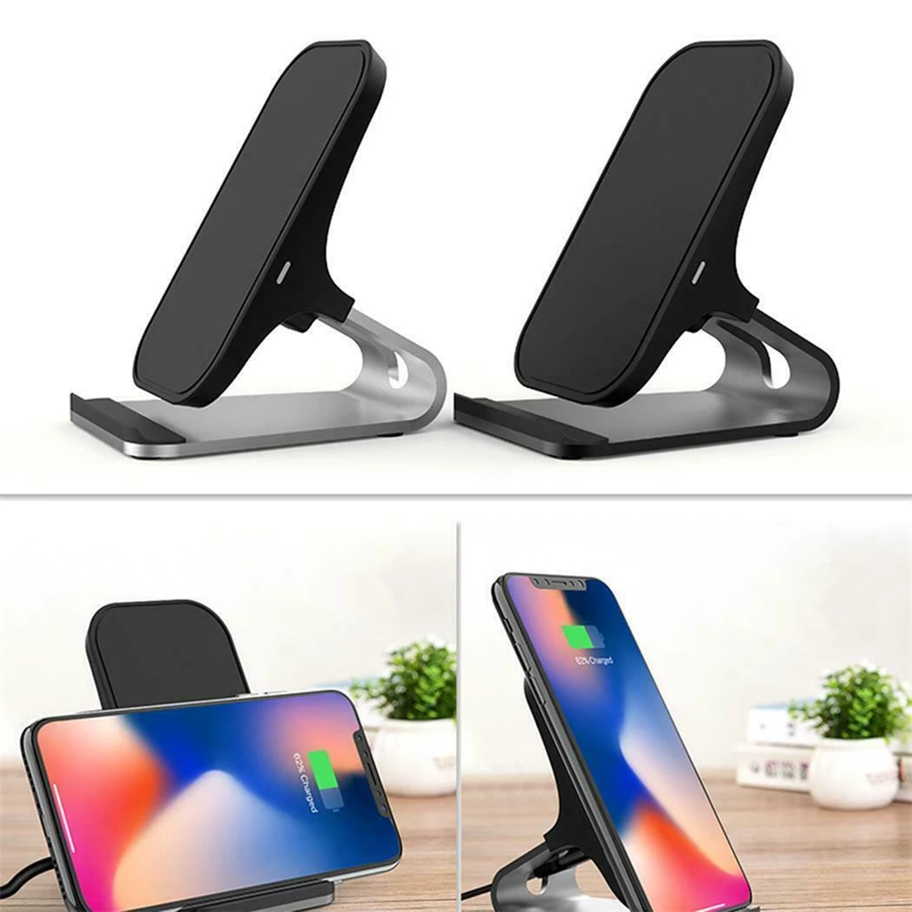 

Vertical Qi Wireless Charger 10W Fast Charging Holder Dock Durable Lightweight For iPhone X Samsung S10+ USA
