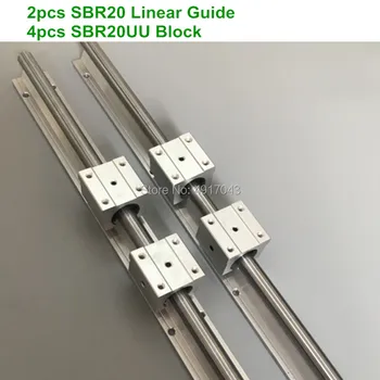 

2pcs SBR20 linear guides L 200 300 400 500 600 mm Linear shaft rail support + 4pcs SBR20UU Linear bearing blocks