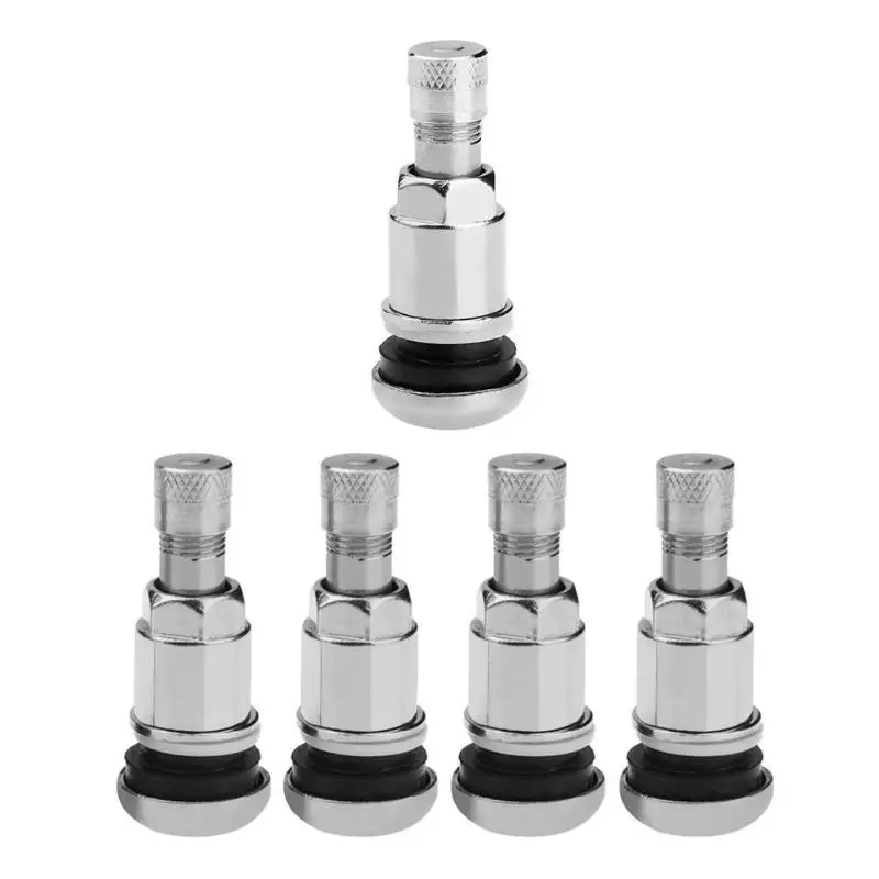 

1pc/4pcs Bolt-in Stainless Steel Car Tubeless Wheel Tire Valve Stems Cap Hex With Dust Caps Car Inner Tube Valve Car Accessories