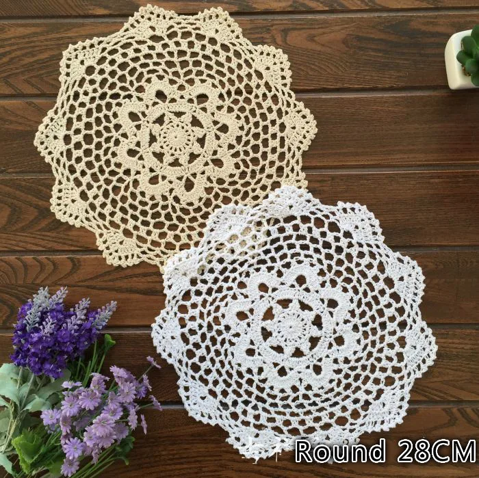 

Vintage Handmade Crochet Doilies Christmas Hot Plate Pad Napkin Round Individual Placemats Kitchen Dining Table Mat Disc Pads