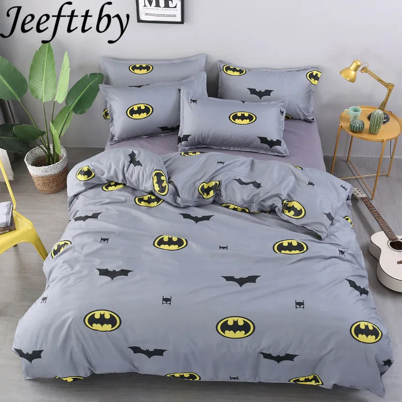 Jeefttby мультфильм Бэтмен украшения 3/4 шт постельное белье двойной полный