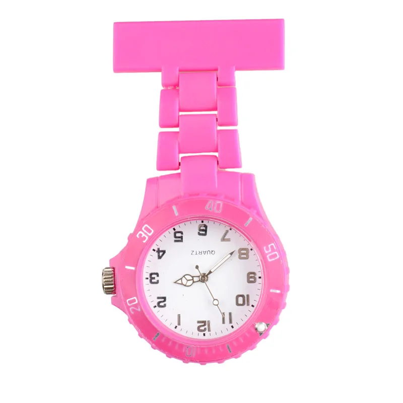 Модные пластиковые карманные часы Shellhard с большим циферблатом для медсестры, многоцветная медицинская брошь с зажимом, аналоговые кварцевые часы для медсестры