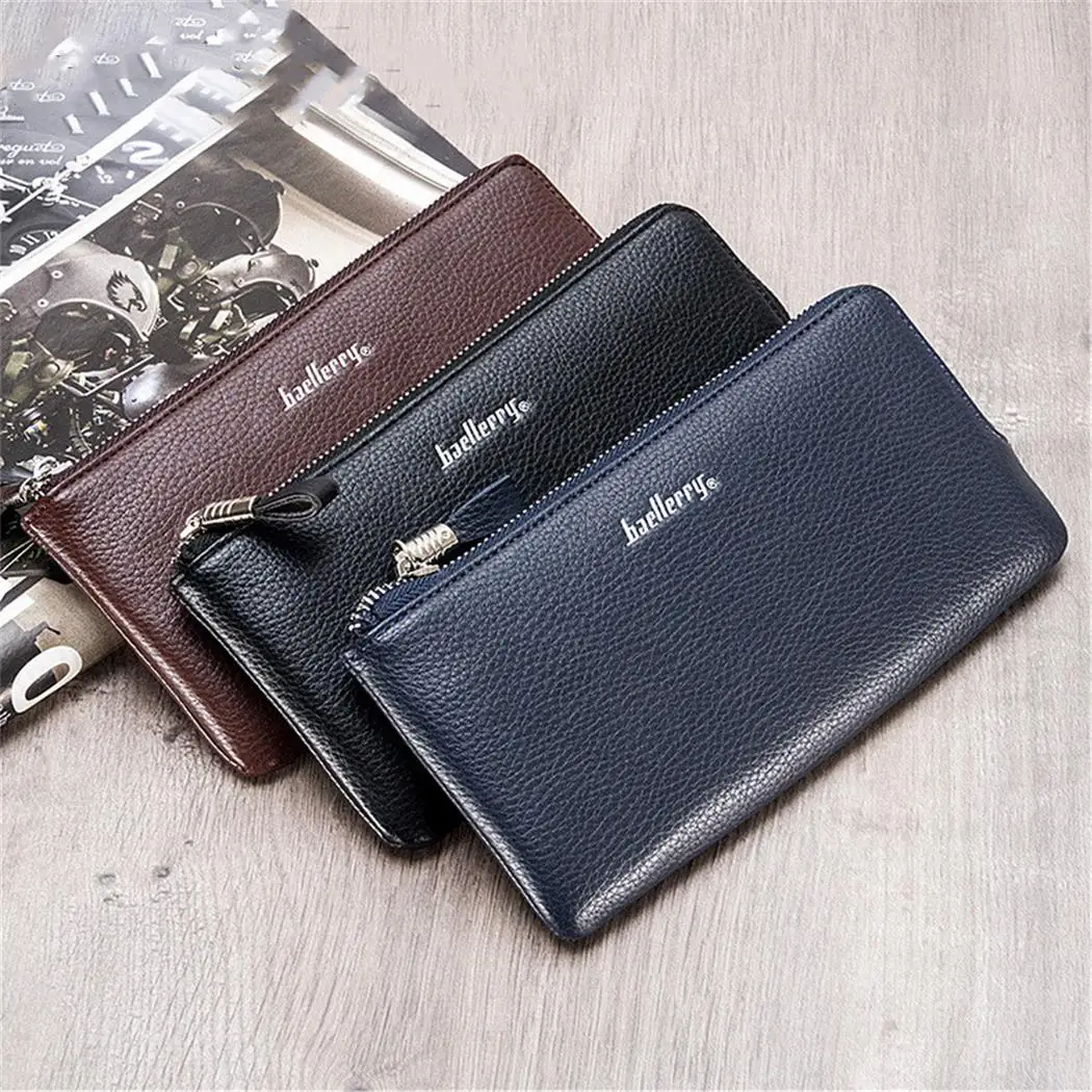 Luxury Men Long Wallet PU Leather Money Package Bag Credit Card Holder ...