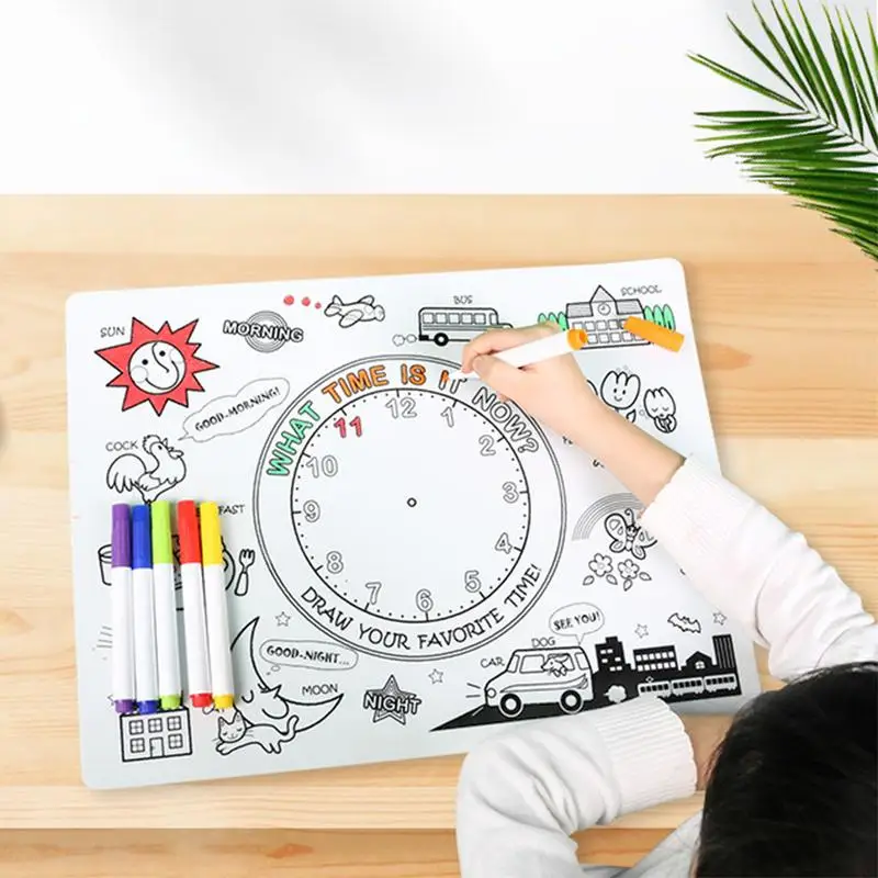 

Silicone Baby Placemat 1pc Baby Tableware Dinnerware Silicone Table Mat Waterproof Baby Feeding Plate Reusable Coloring Placemat