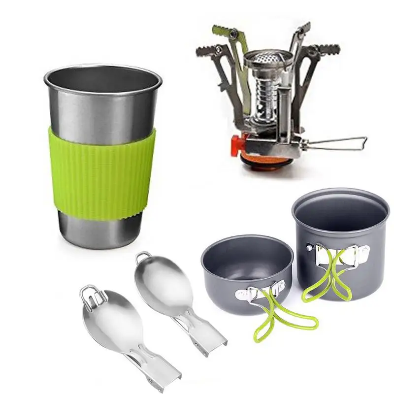 Utensilios de cocina Ultra ligeros para Camping juego de vajilla para exteriores senderismo Picnic Backpacking Camping vajilla olla para 1 o 2 Perso