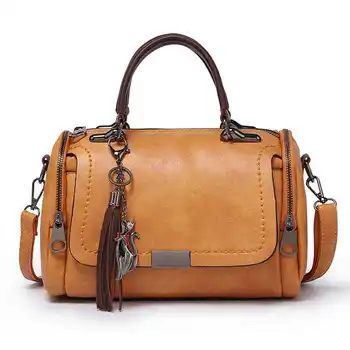 

NEW-Women Bags Crossbody Bags For Women Retro Vintage Ladies Leather Handbags Women Tassel Shoulder Bag Female Zipper