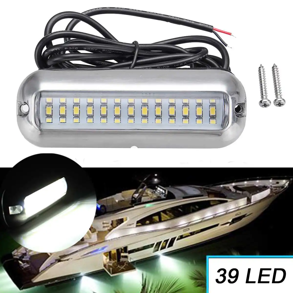 Set of 2 White Underwater Boat Marine High Intensity Stainless Steel LED lights