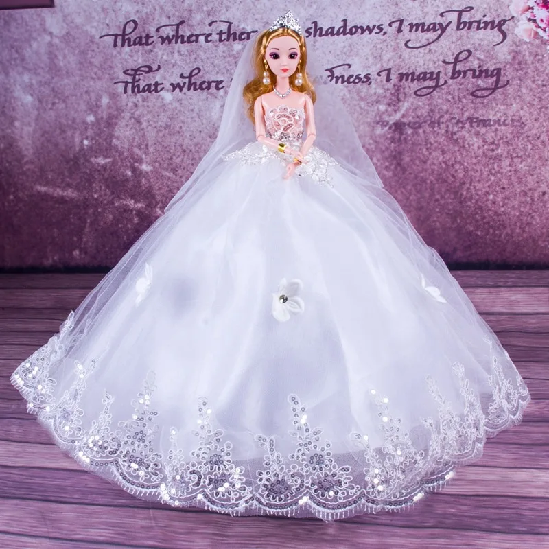 Свадебная кукла Sequin Princess-Gift 3D Eyes замужем Невеста украшения большой хвост тряска