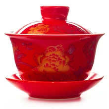 Tea-Kettle Ceramic Wedding-Gift Kung-Fu Friends Chinese-Style Dragon/peony Tureen-Cup