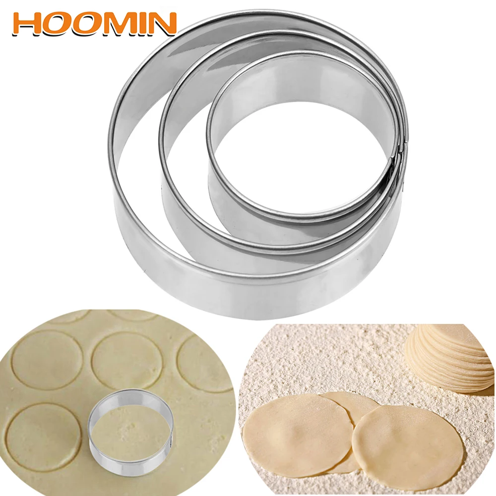 

HOOMIN 3pcs/set Stainless Steel Cookie Pastry Wrapper Dough Cutting Tool Cutter Maker Tool Round Dumplings Wrappers Molds Set