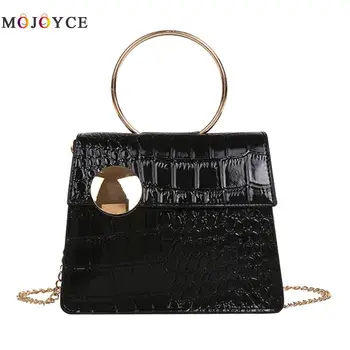 

Solid Color Alligator Pattern PU Leather Shoulder Bags Women Chain Flap Handbags Fashion Top-Handle Bag