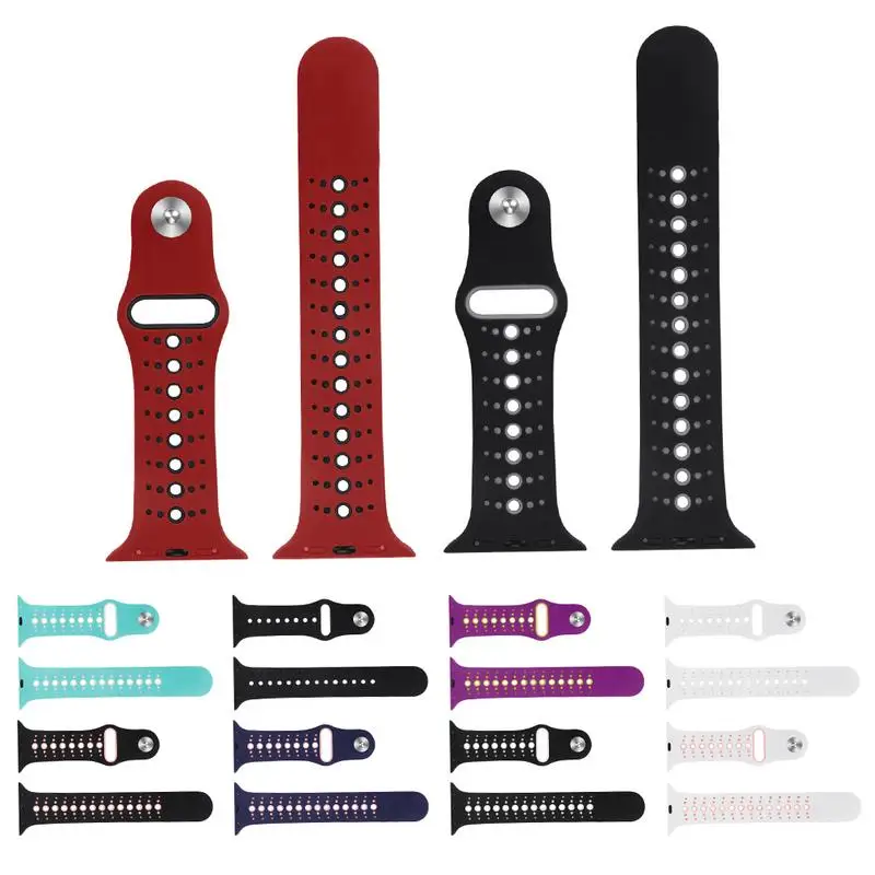 

2018 New Simple And Stylish Smartwatch Silicone Watch Strap Wrist Band Multi-Hole Two-Colorfor Apple Iwatch Watch Watch Band