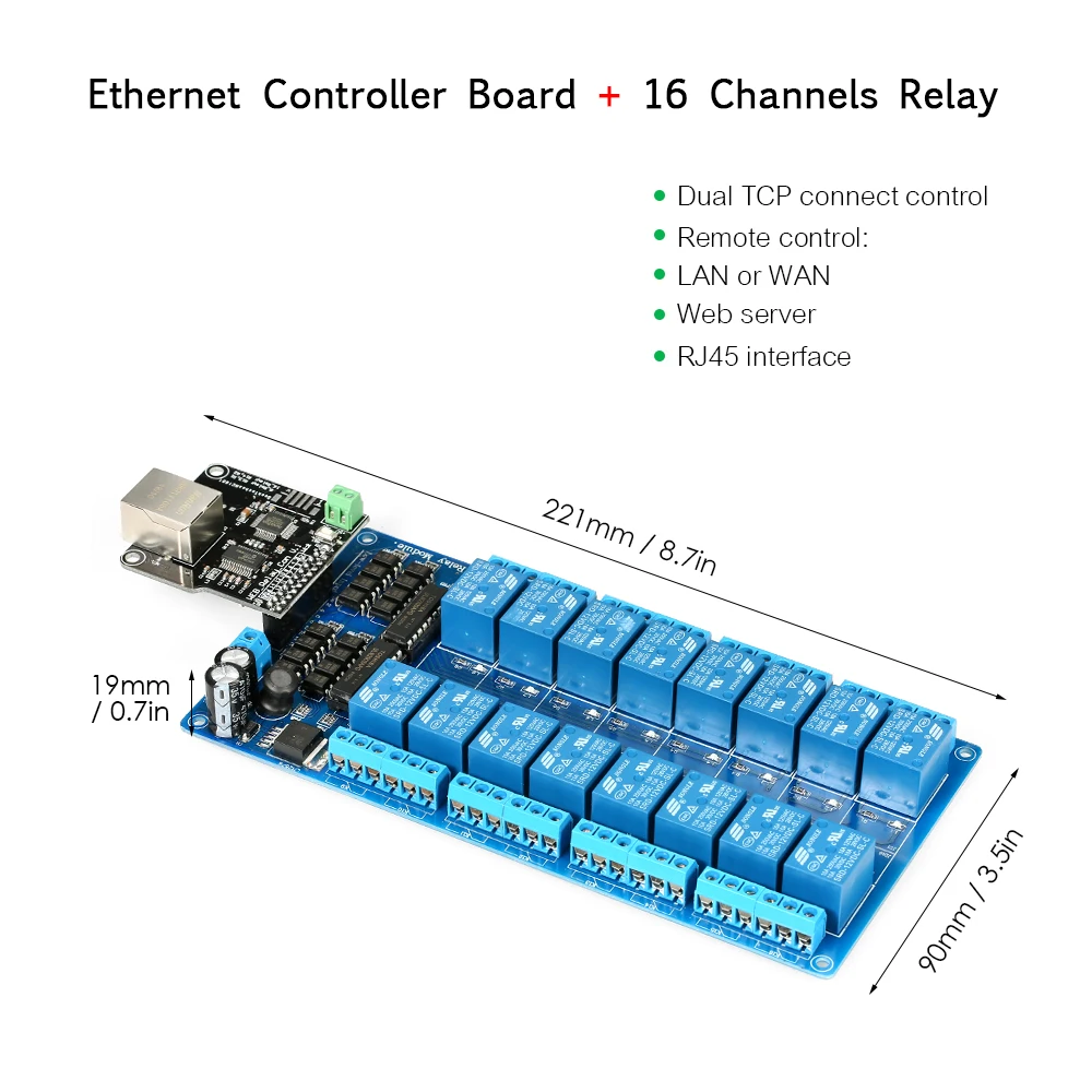 Модуль управления LAN WAN сетевой веб-сервер IP TCP RJ45 порт+ 16 канальный реле для расширения платы для iOS Raspberry Pi 16 CHs реле