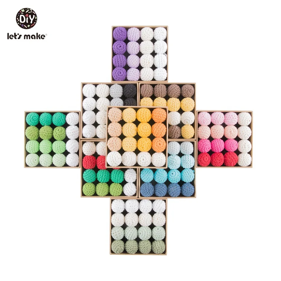 

Let's Make 10pc 20mm Crochet Beads Decoration Inside Jewelry Making Beads Wooden Teething Crochet Beads Baby Nursing Accessories