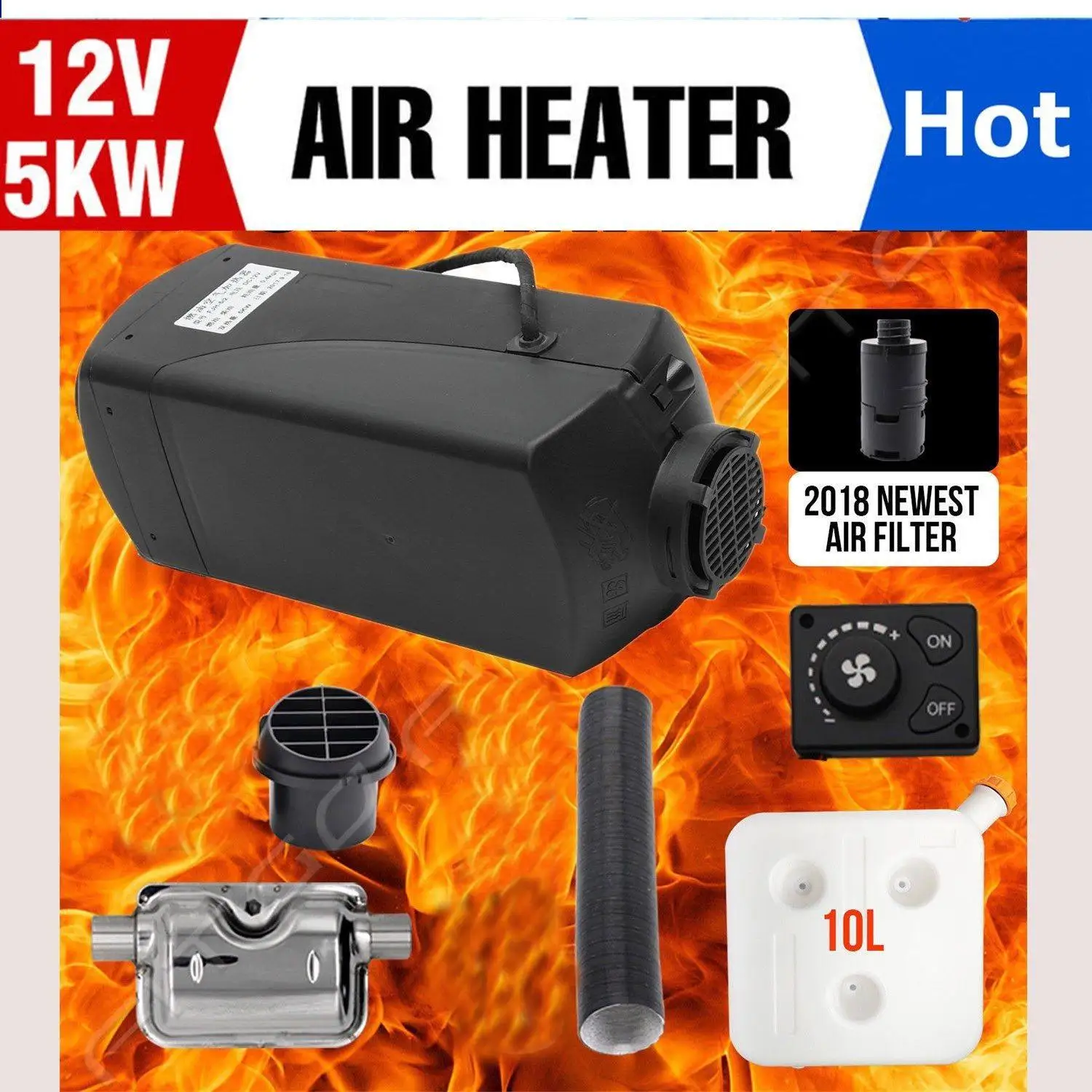 

Car Heater 12V 5KW Diesels Air Heater 5000w for RV, Motorhome Trailer, Trucks, Boats HOT Knob Switch Silencer For Free