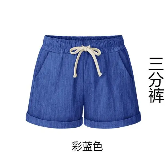 Women shorts Summer Fashion Cotton Linen Wide leg short Slim Loose