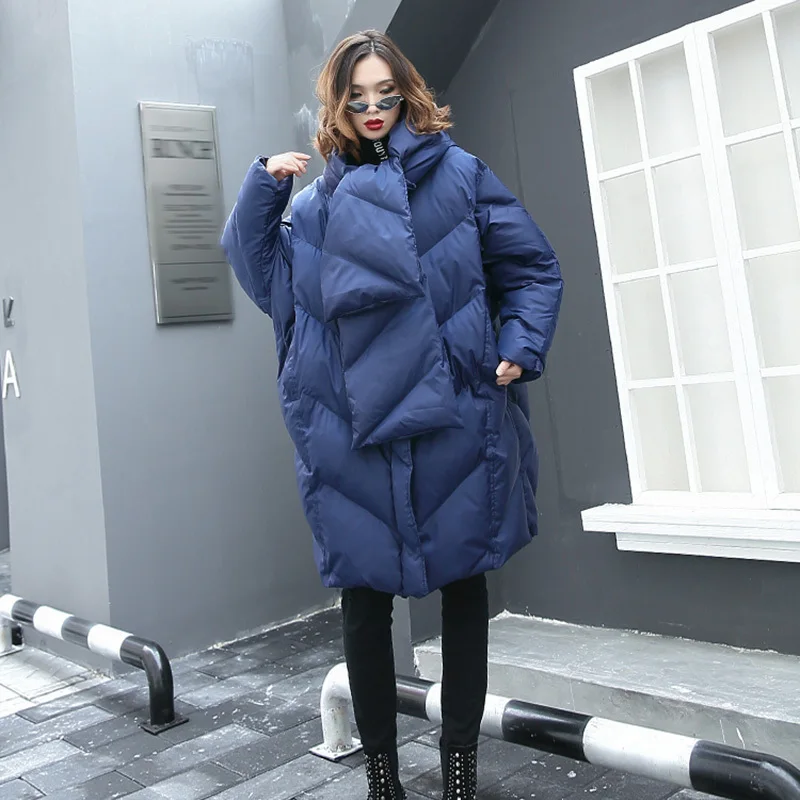 ewq Écharpe Hiver Parkas Printemps Rembourré blue Coton Épais 2019 Noir Manteau Hoded Femmes Avec Manches Lâche Chaud Mode À Black Nouveau Jk057 gray Longues rtUrxqwa