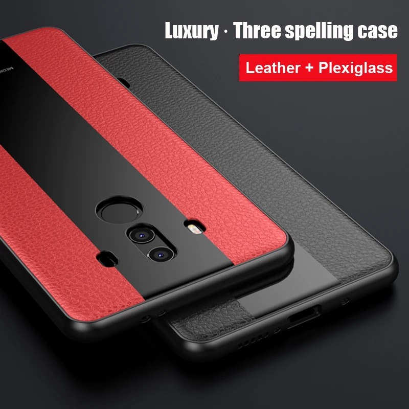 

Huawei Mate 10 Pro Case Mate10 PU Leather with Soft Silicone Plexiglass Armor Back Cover Case For Huawei Mate 9 Pro Mate9 Cover