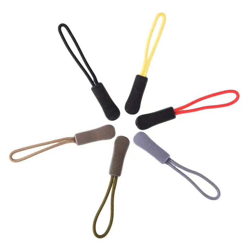 

6 PCS New Practical Anti-slipping Long Zipper Tail Rope EDC Zipper Rope Cable Head Zipper Handle Backpack Zipper Accessories