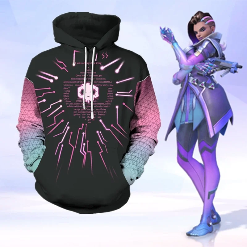

Cosplay Game Fans Cosplay Hoodies OW New Hero SOMBRA Men Women Hip Hop Pullover Hoodie Sweatshirts Hooded Coat Couple Hoodies