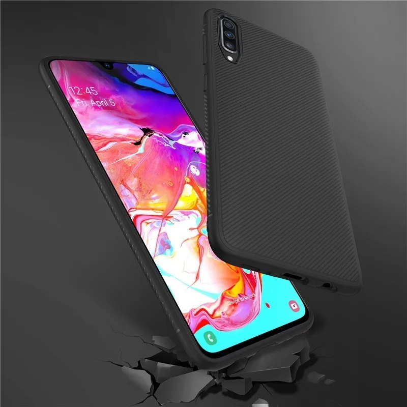 

Case for Samsung Galaxy A70 Lenuo Shockproof Carbon Fiber Soft Back Cover for Samsung A70 Case