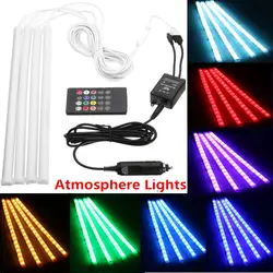 12 V светодиодный RGB для внутреннего оформления автомобиля Glow Декоративные светильники лампы Газа телефон приложение дистанционное
