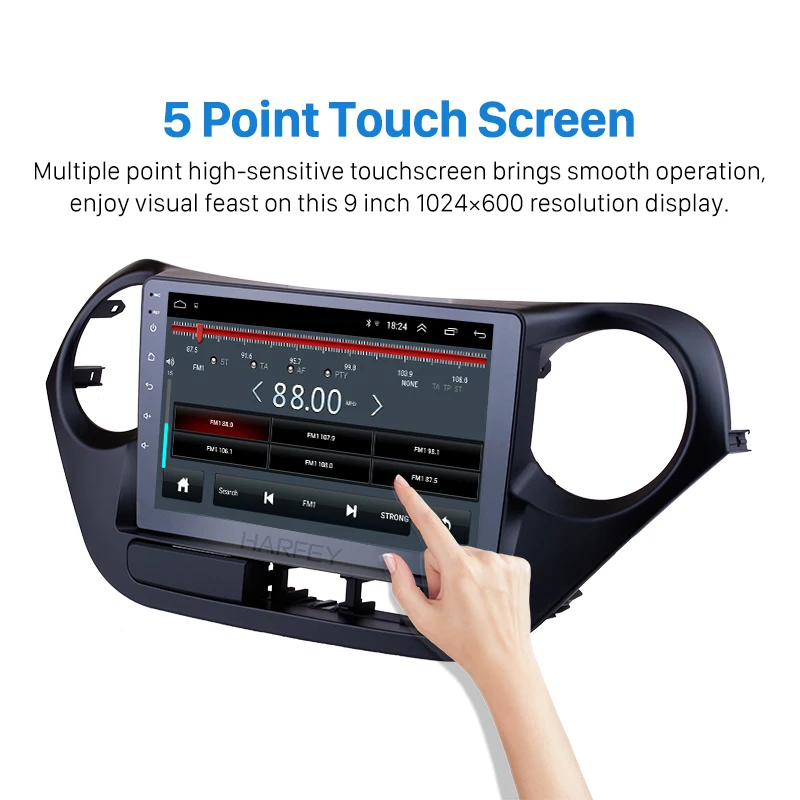 Автомагнитола Harfey 2Din с GPS стерео для HYUNDAI I10 LHD Android 2013 9 дюймов Wi Fi головное