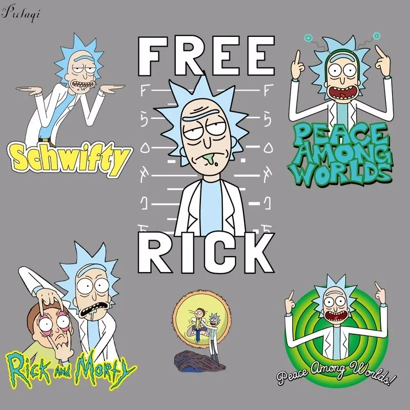 

Pulaqi Rick&Morty Doctor Crazy Patches Iron On Transfers Cute Youth Morty Heat Thermal Transfer For Clothes DIY Decoration F