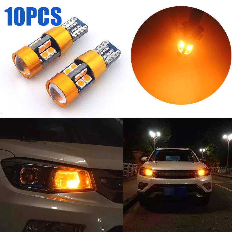 

10Pcs Amber Car Position Parking City Signal Lights T10 168 194 2825 LED Bulb