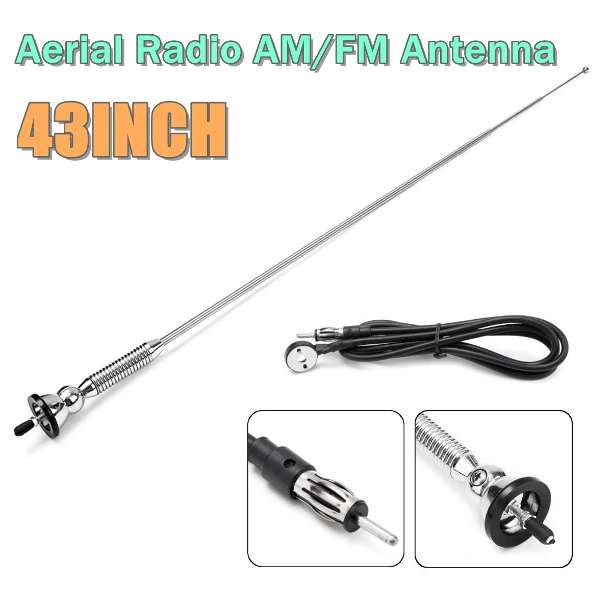

43" Universal Car Auto Roof Mast Stereo Radio FM AM Amplified Booster Antenna Automobiles Accessories 0.2 A 12V