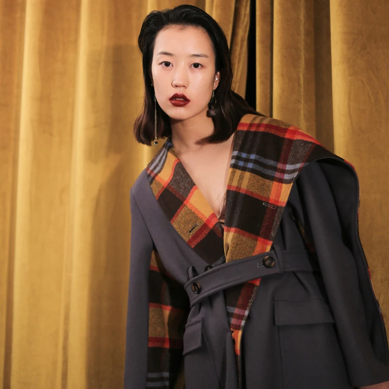 Plaid Laine Hiver L109 Longue Écharpe Manches Paraks À Femmes 2018 Nouveau Automne Manteau Gris Mode Longues De Colour Flower Taille Imprimé Col Grande gqca7