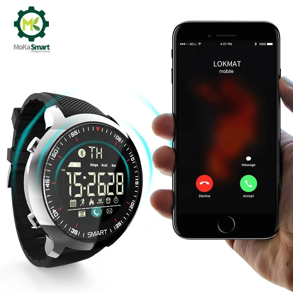 MOKA Sport SmartWatch Bluetooth Waterproof Men Digital Ultra-long Standby Support Call And SMS Reminder Smart Watch For ios